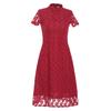 Tägliches Cheongsam-Kleid aus Spitze in mittlerer Länge mit tiefem Ausschnitt, schmale Passform, Plus-Size-Ao-Dai-Kleid im chinesischen Stil