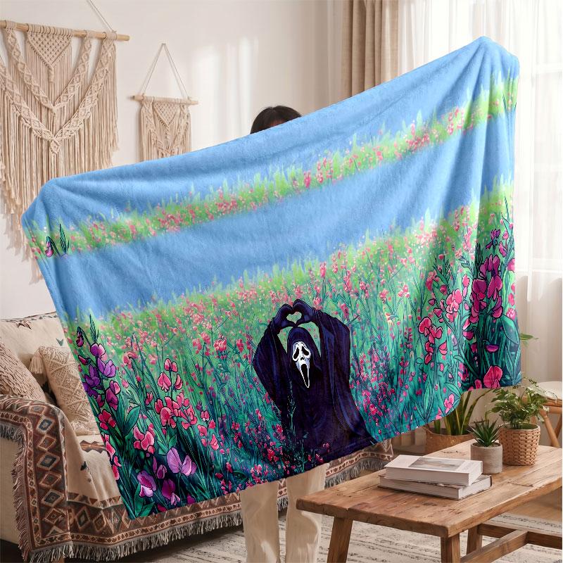 Warm Flannel BlanketScream Ghostface Soft Cozy Throw Blanket for Bedroom Couch