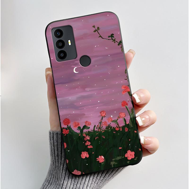 Sött Fodral För TCL 30 SE Skyddande Cover För TCL 30E Funda För TCL 306 305 Tryckt Skal Mjuk Silikon Tecknad Svart Fodral