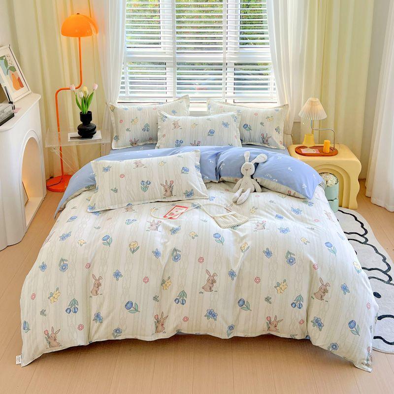 Four-season Universal Four-piece Set, Skin-friendly Cotton Quilt Cover, Bed Sheet, Double Bedding, Dormitory Three-piece Set