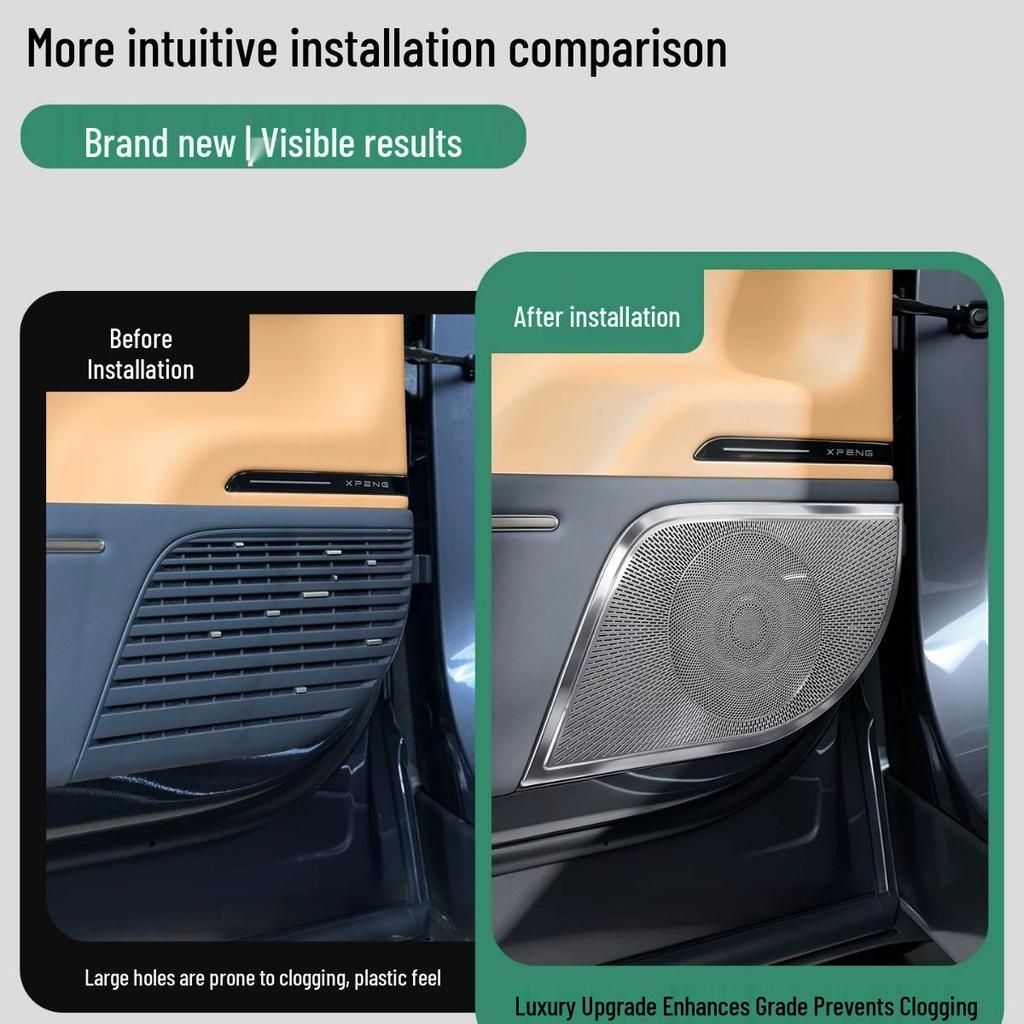 Stainless Steel Speaker Cover for Xiaopeng GX Car - Dust-Proof Interior Decoration