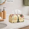 2D Flat, 1pc, 2D Print Vintage Paris Eiffel Tower Floral Print Tissue Box Cover, Romantic Tissue for Home, Elegant Tissue Organizer with Letter And Ro