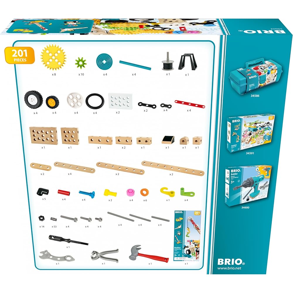 Brio Builder Activity Set II 201 Pieces Wooden Toy for Ages 3 and Up Construction Playset
