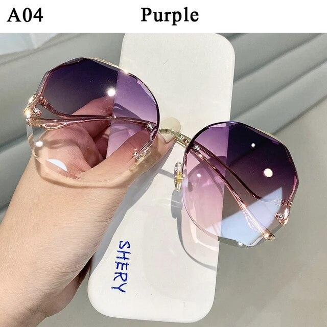 

Женские солнцезащитные очки без оправы, новинка 2023 года, модные винтажные круглые розовые очки