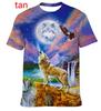 Fashion Short-sleeved 3D Wolf Print T-shirt, Men's and Women's Personality Cool Print T-shirt Fun Animal T-shirt