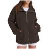Women's solid color loose single breasted casual  pocket hoodie jacket