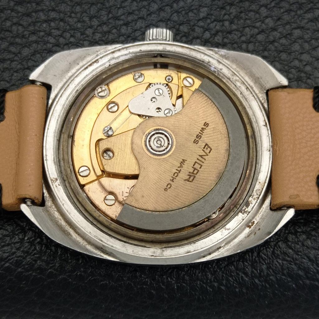 VINTAGE ENICAR STAR JEWELS AUTOMATISK 167 SCHWEIZISK HERRKLOCKA VIT TAVLA a700139-5