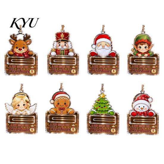 Holiday Party Favor Decor Christmas Money Holder Ornaments, Acrylic Gingerbread Snowman Santa Cash Stocking Stuffer for Gift Xmas Tree, Home