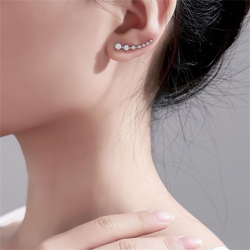 Vewant Hochwertige Ohrringe Piercing Rhodiumbeschichtet Klassisch Funkelnd Piercing Ohr-Crawler Climber Ohrringe Damen