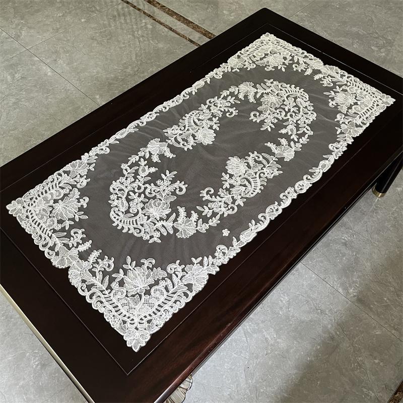 European rectangular embroidered tablecloth coffee table coffee bar corridor wall cabinet cover living room office decoration for Home