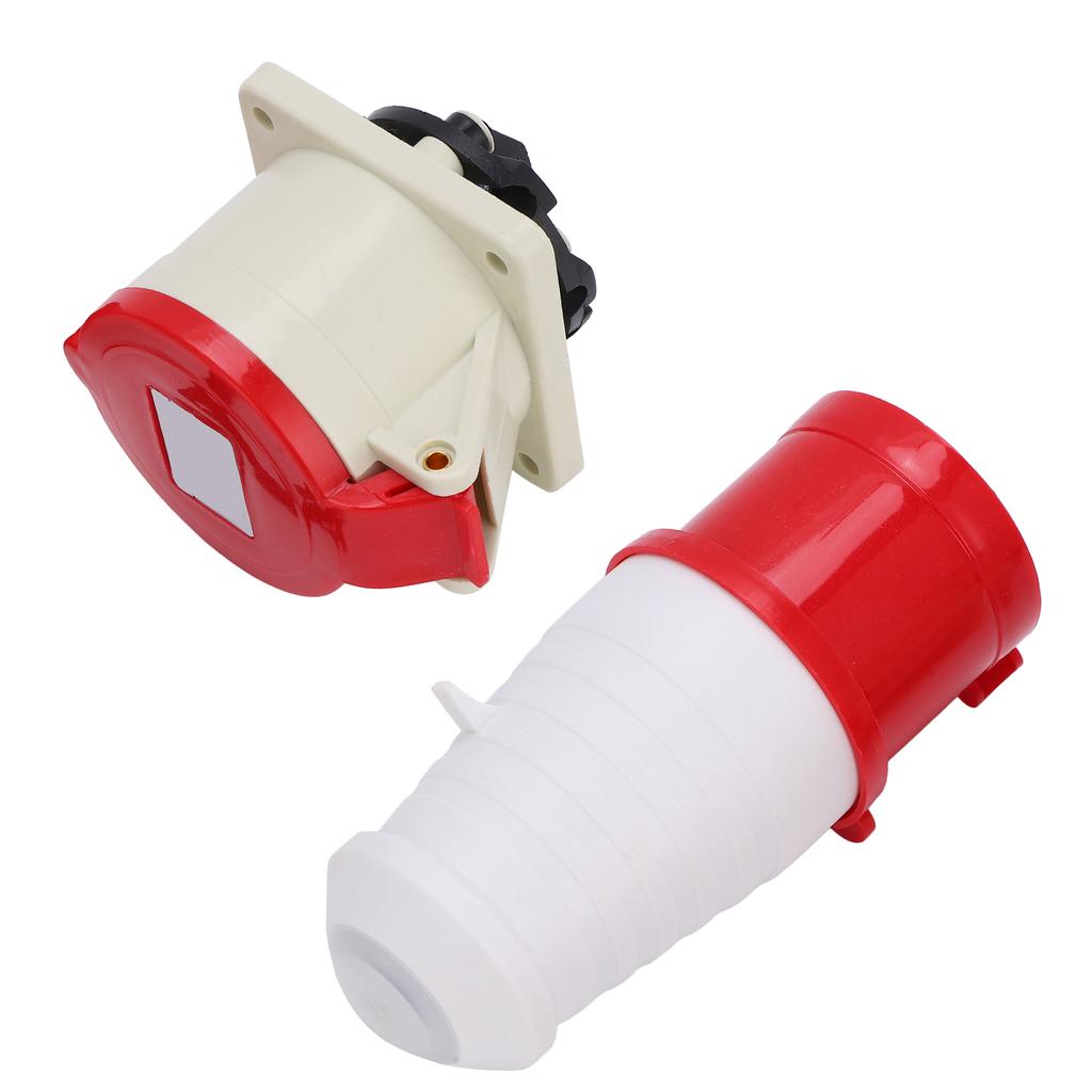 3P+E Industrial Plug Socket Set Concealed Installation 4Pin 3 Phase IP44 Waterproof Wire Connector 32A 380V‑415V