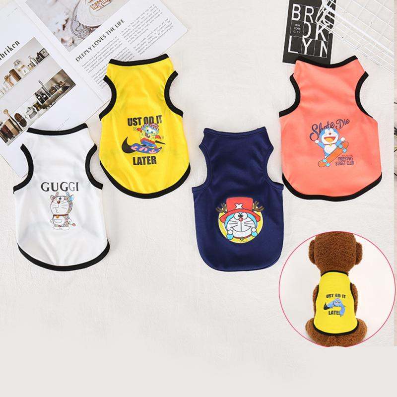 Chaleco protector solar para mascotas dibujos animados cómodo transpirable buena elasticidad patrón de impresión ropa para perros y gatos