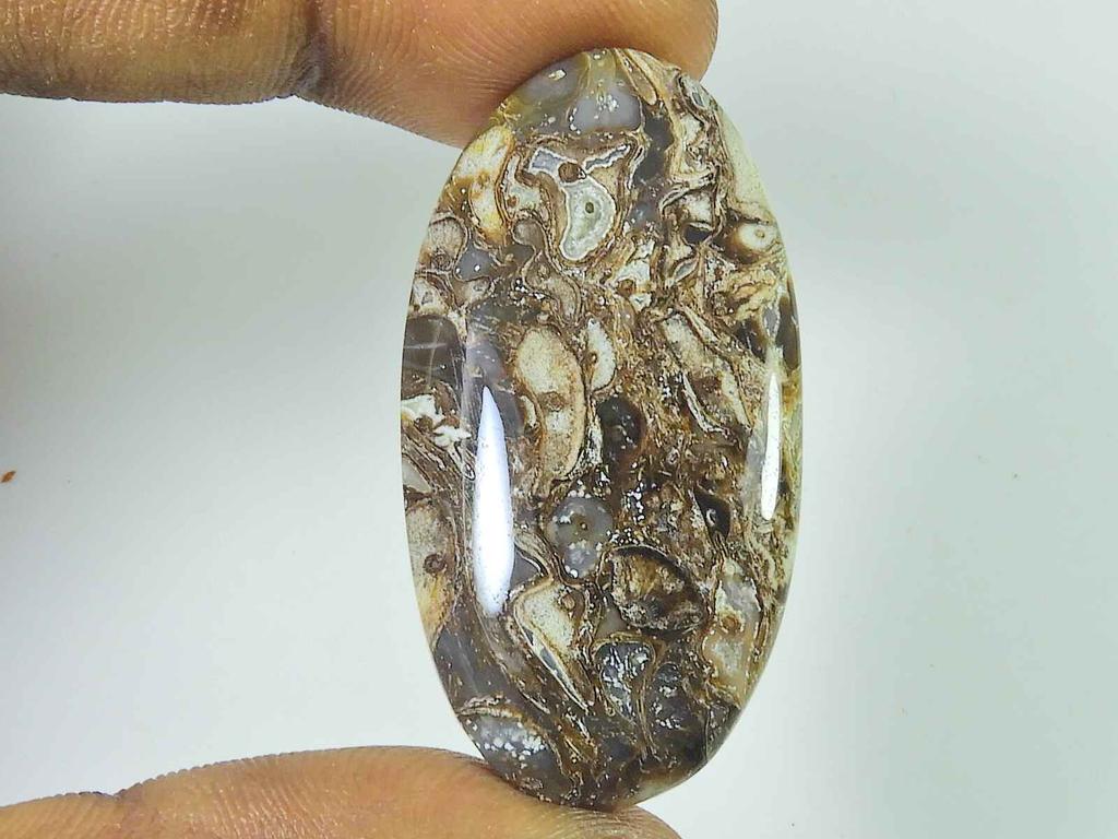 53Cts. Natural Rock Calcite Oval Crystal Cabochon Loose Gemstone 23X45X06 MM SK-3436