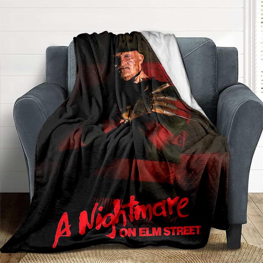 1pc A Nightmare on Elm Street Flannel Throw Blanket - HD Printed Lightweight Soft Warm All-Season Blanket for Sofa, Bed, Travel, Camping 062