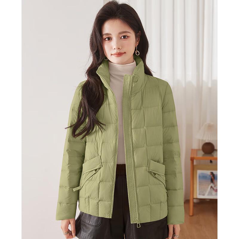 Fengxun Lightweight Women's Short Stand-Collar White Duck Down Jacket