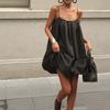 Fashionable Casual Loose Suspender Pleated Dress