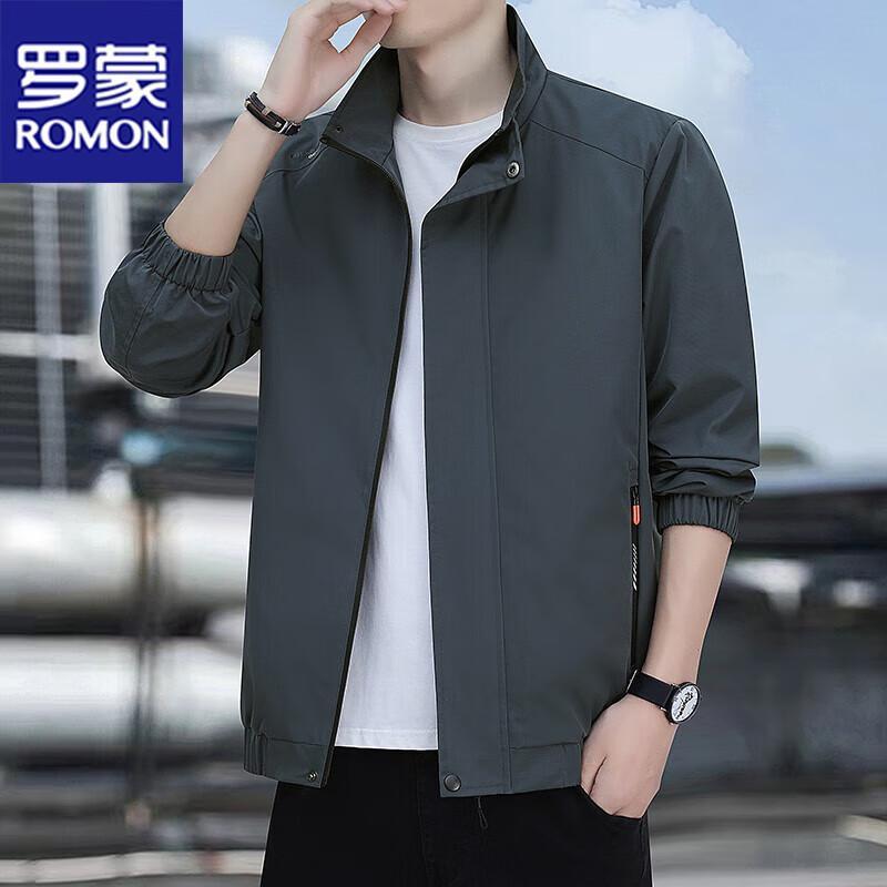 

ROMON Men s Spring Autumn Thin Stand-Up Collar Casual Jacket 5XL