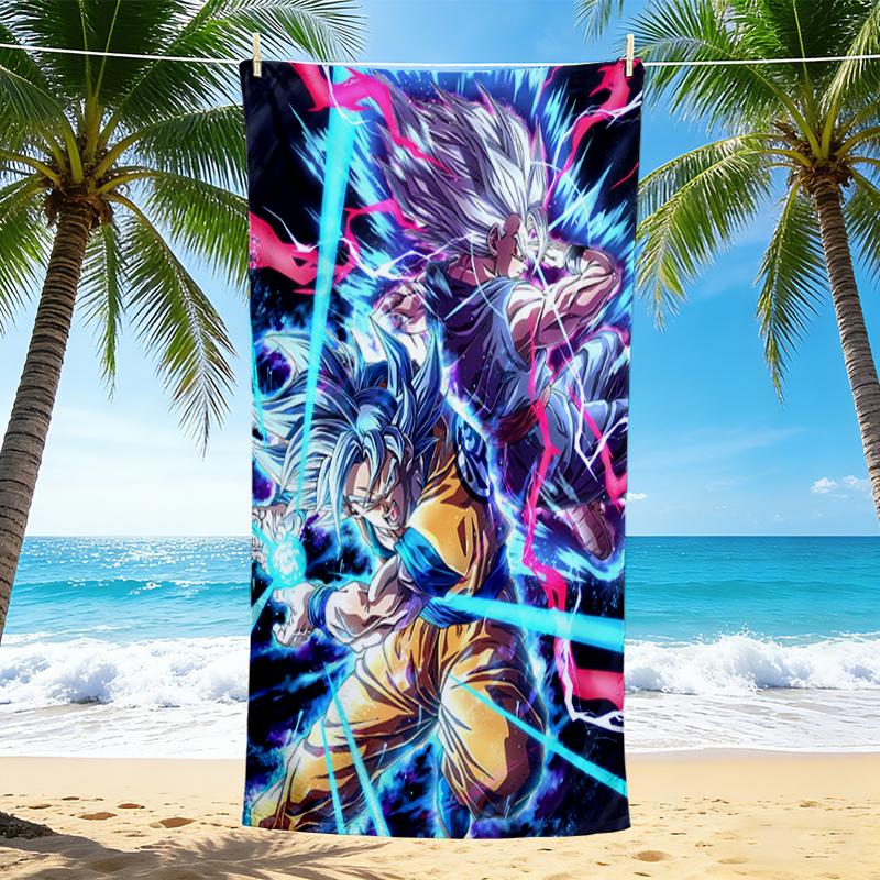 1Pc Super Saiyan Blue Power Beach Towel, Quick Dry, Multi-Use for Beach Pool Gym Yoga Home Travel, Christmas, Halloween, Xmas Gift M928257