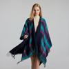 Scottish Classic Plaid Tassel Thick Warm Split Shawl Cape