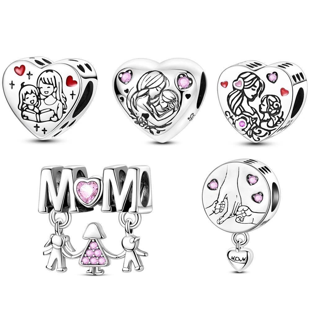 Kupferfarben Mutter und Tochter umarmen sich Liebesperlen Anhänger Kompatibel mit Authentischen Armbändern DIY Feiner Schmuck Geschenk für Frauen
