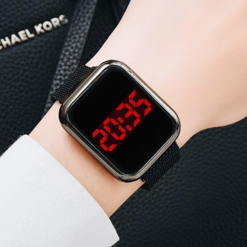 Ladies Square Head Multi-function Electronic Watch Quartz Watch Student Outdoor Sports Touch Screen Red Light Electronic Watch
