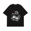 Summer Cute Hand Drawn DJ Cat Print Oversized Tshirt Casual Streetwear Short Sleeve Tee for Unisex and WoUnisex Moisture Wicking Dry