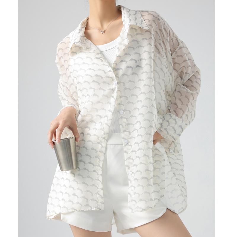 

Рубашка с длинным рукавом из тонкого шифона Tencel с защитой от солнца для женщин, летняя куртка-рубашка с драпированным верхом с разрезом One size
