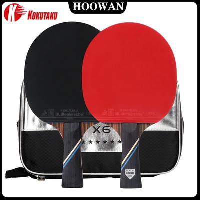 KOKUTAKU 4/5/6 Star ITTF Ping Pong pálka Profesionální sada raket na stolní tenis s dvojitou gumovou pálkou na stolní tenis karbon s pouzdrem