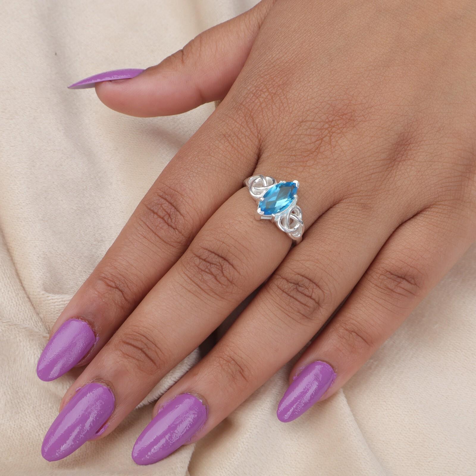 

Швейцарский голубой топаз драгоценный камень 925 стерлинговое серебро ювелирное кольцо для подарка на годовщину CZR-5-8 11