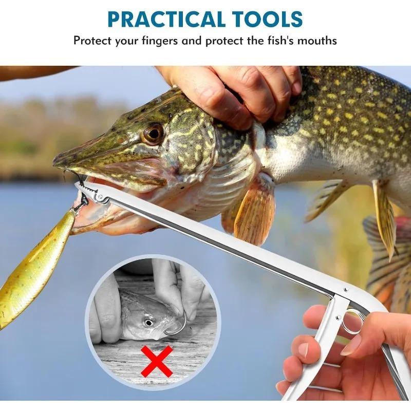 1/2Pcs Stainless Steel Unhooking Device Fish Clamp Clip Catch Remover Plier Fishing Hook Tool Fish Tackle Control Fish Pliers
