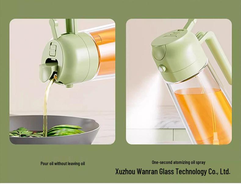 Dual-Use Automatic Oil Dispenser: Leak-Proof Glass Bottle for Spraying and Pouring, Large Capacity