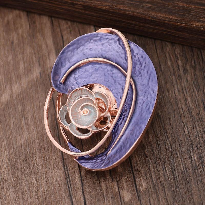 Heiß verkaufende emailierte geometrische Blume magnetische Brosche, modische kreative Blumenbrosche für Damen