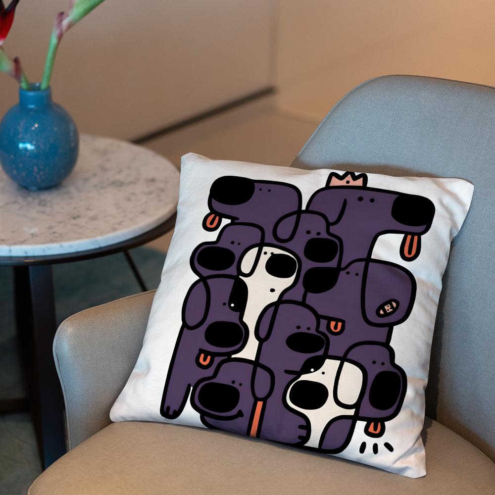 Абстрактная собака Наволочка 2-в-1 Двусторонняя Плюшевая Наволочка для Подушки | Автомобиль/Диван/Кровать | Идеальный Подарок 12x12Inch