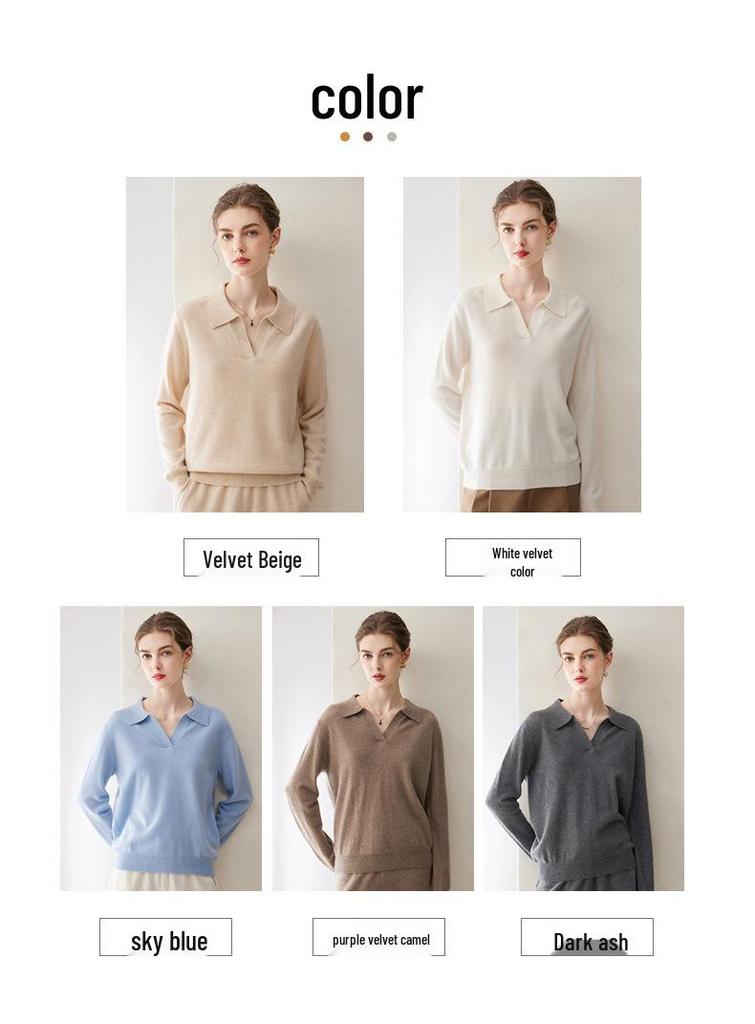 Leka Sha Women's 100% Cashmere Knit Long Sleeve Base Layer Top, Pullover, Solid Color, Autumn/Winter Sweater