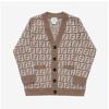 Fendi Jug054 Aobg F1m09 Ff Jacquard Wool Kids Cardigan