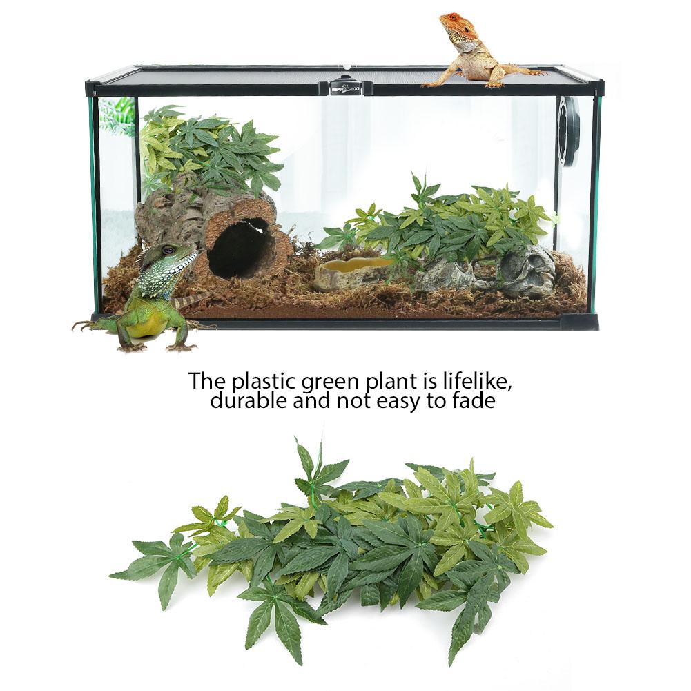 Green Artificial Plant Fake Leaves Aquarium Fish Tank Reptile Terrarium Ornaments Decor