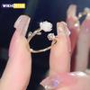 Zirkonia Blütenöffnungsringe für Damen Kubikzirkonia Rose Kirschblüte Tulpe Verstellbarer Fingerring Hochzeits Schmuck