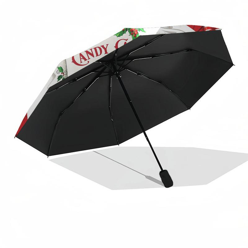1pc Candy Cane Lane Christmas Decorations Umbrella with Plastic Handle,Suitable for All Seasons Home Travel Outdoor UmbrellaDD219