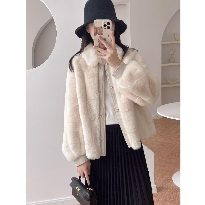 New Lantern Sleeve Fur Coat Women's Medium and Long Winter Imitation Mink Plush Coat Light