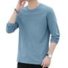 Men Tops Round Neck Long Sleeve Autumn Tops Solid Color Thin Bottom Tops Regular Style Casual Pullover Tops