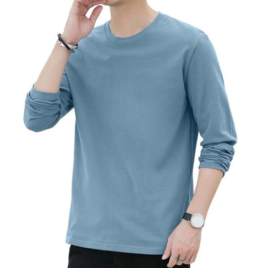 Herren Oberteile Rundhals Langarm Herbst Oberteile Einfarbig Dünne Unterteile Regulärer Stil Lässige Pullover