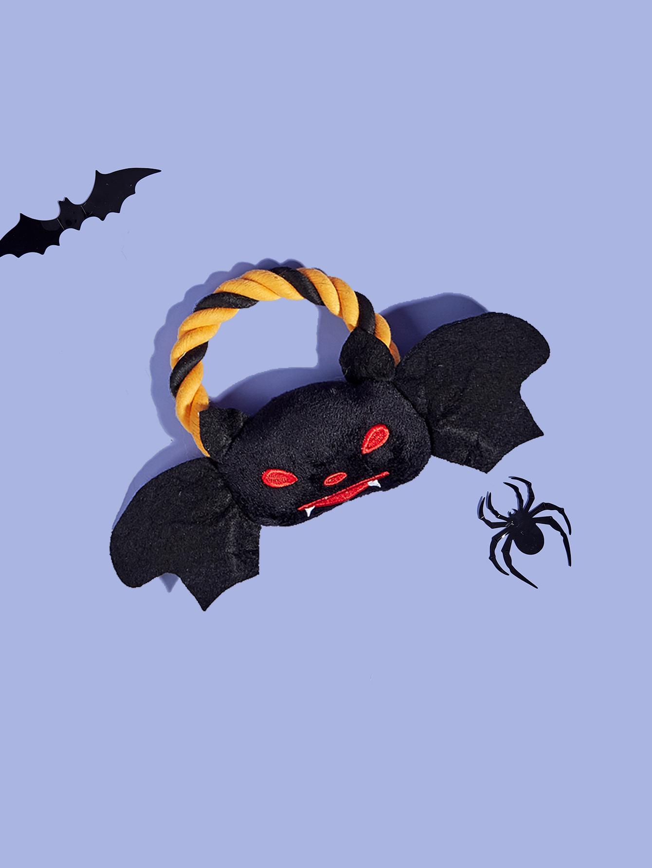 

Dog Toys for Small Medium Breeds Halloween Pumpkin & Bat Rope Chew Toy Durable Tough Squeaky Puppy Toys for Pet Gifts Soft Plus чорний