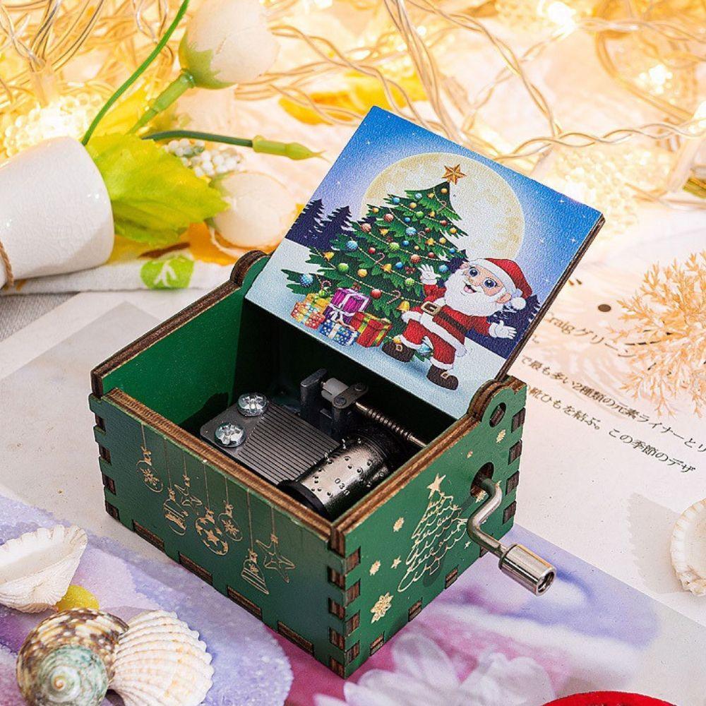 Wooden Hand Crank Music Box Anime Theme Halloween Merry Christmas Decoration Home Christmas Birthday Gift