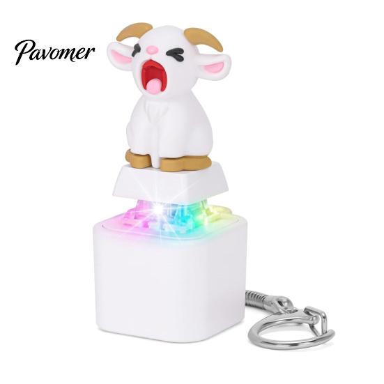 Animal Decompression Keychain 1/2/3Pcs Screaming Goat Keyboard Fidget Toy, Rechargeable Sheep Finger Clicker Toy with Light Sound, Push Button Stress