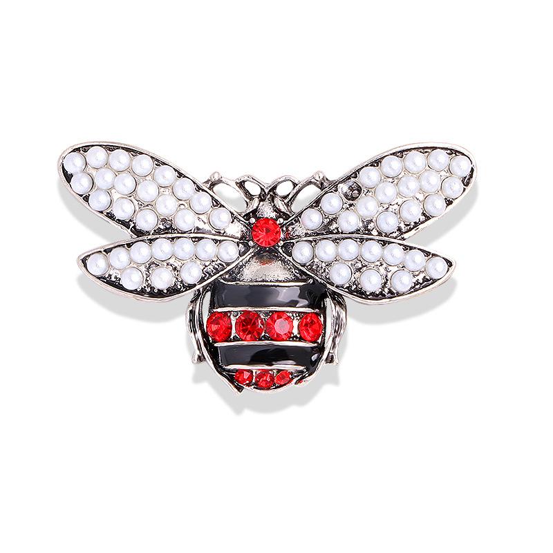 Insect Diamond Bee Brooch Rhinestone Oil Drop Clothing Accessories Brooch Pearl Pin Anti-light Button Brooch
