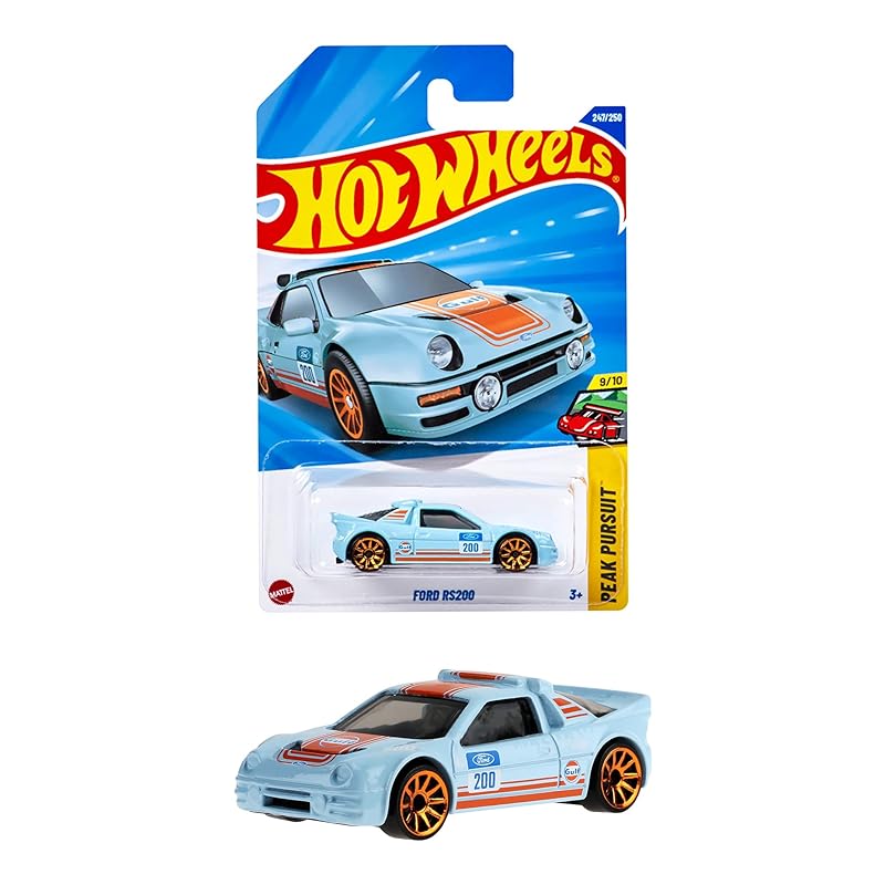 Hot Wheels Basic Car Ford RS200 Vehicle Toy Miniature Car Ages 3+ Blue JFN79