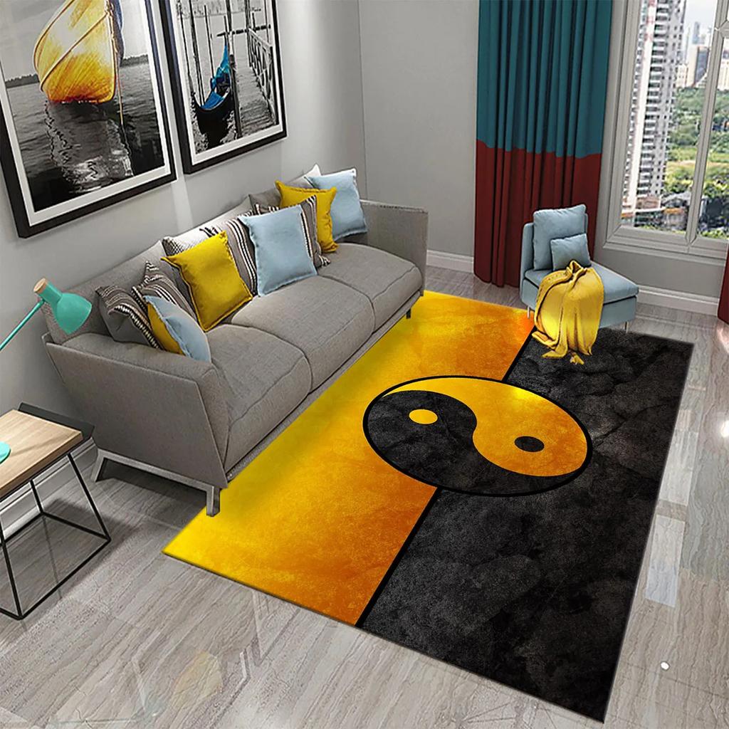3D Yin Yang Carpet Black and White Rugs Bathroom Door Non-slip Mat Porch Living Room Kitchen Door Mat Bedroom Balcony Decor Mat