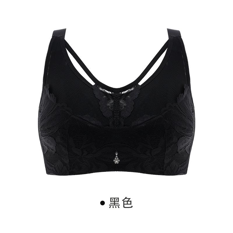 

Underwear women s chest shrinkage and thin, no steel ring to gather, double breasts, anti-sagging upper support bra 50/115E чорний