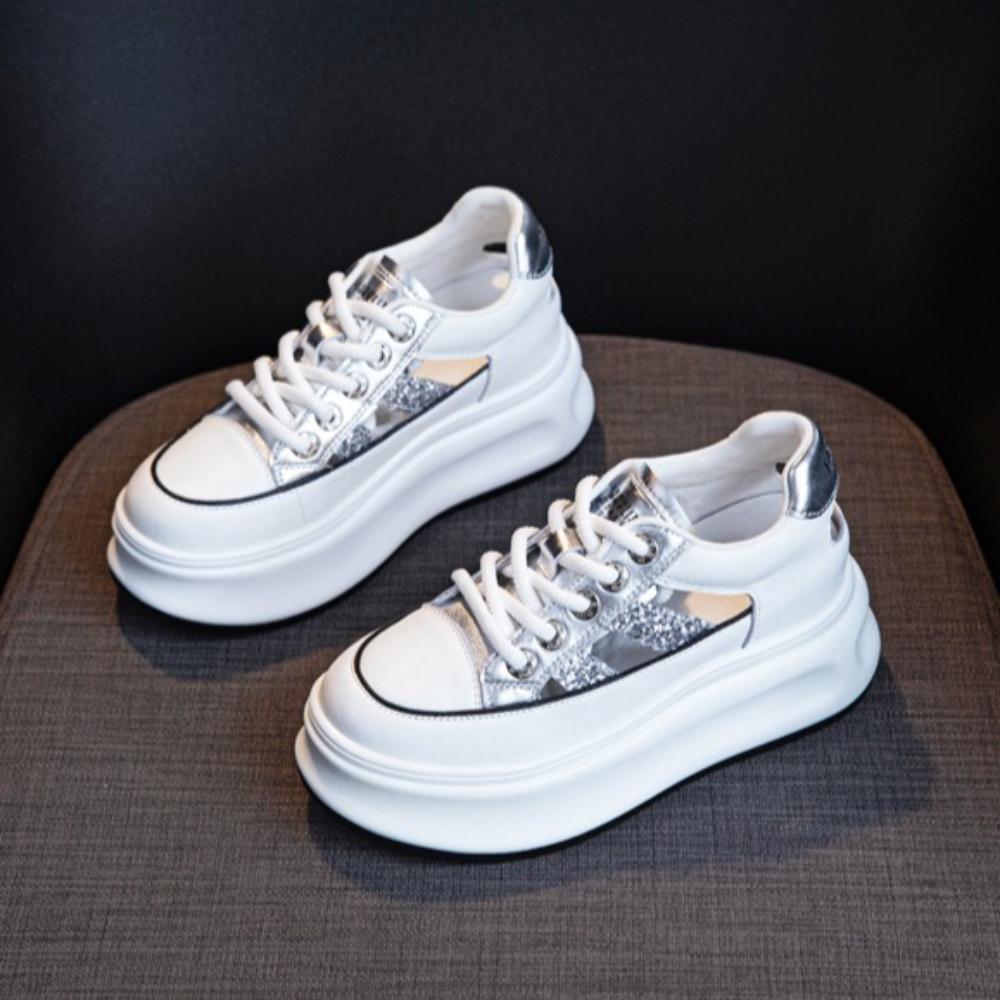 

Повседневные сандалии женские босоножки на платформе, увеличивающие внутреннюю высоту, римские сандалии женские новые на толстой подошве с выемками 40