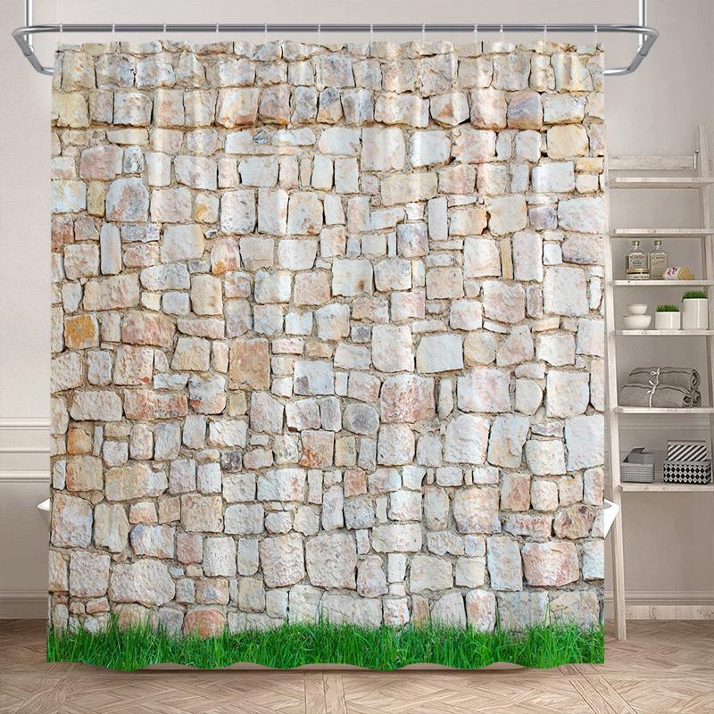 Green Leaves Shower Curtains Tropical Leaf Garden Vine Plant Wall Hanging Fabric Home Bathroom Decor Bath Curtain Set with Hooks